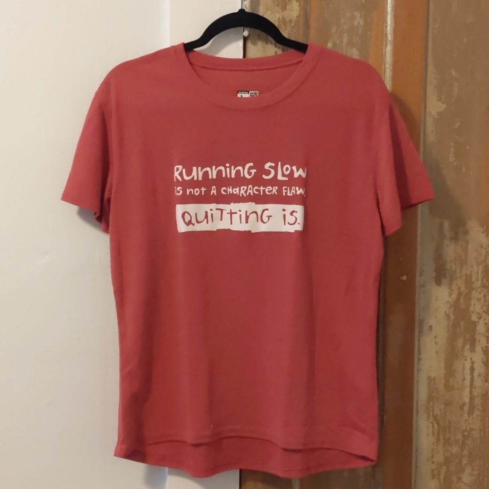 One More Mile workout shirt, red women's Large
